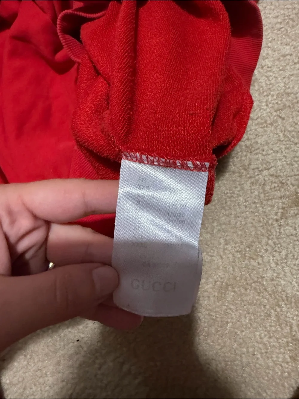 Gucci Red Crewneck with Multicolor Insect Graphic